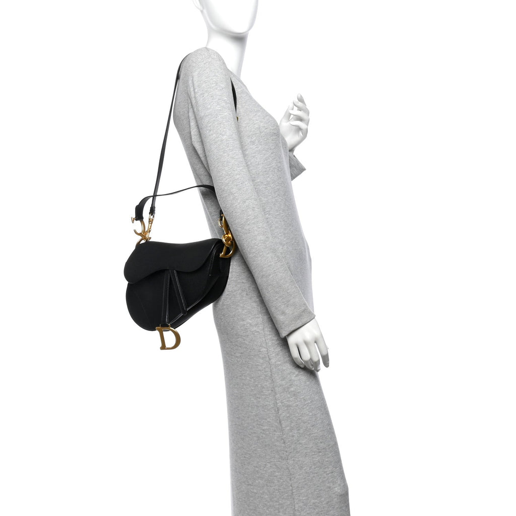 Grained Calfskin Saddle Bag With Strap Black AT My store