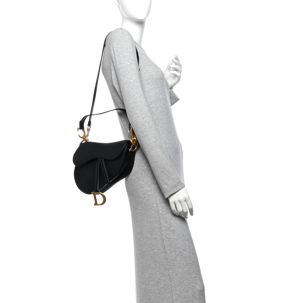 Grained Calfskin Saddle Bag With Strap Black AT My store