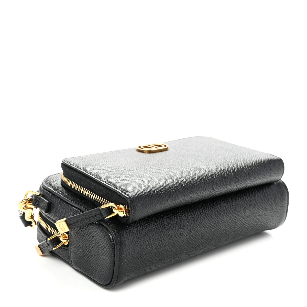 Grained Calfskin Caro Double Pouch Black AT My store