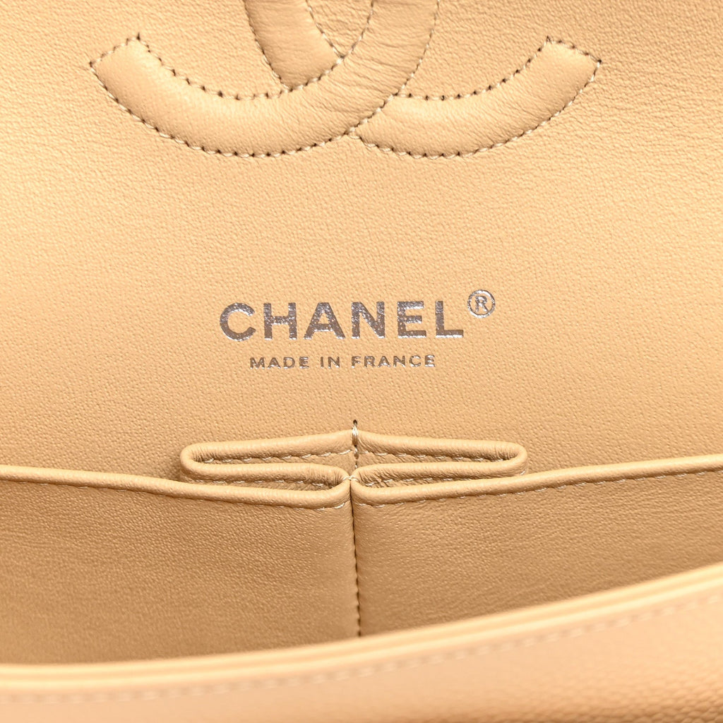 Caviar Quilted Medium Double Flap Beige At My store