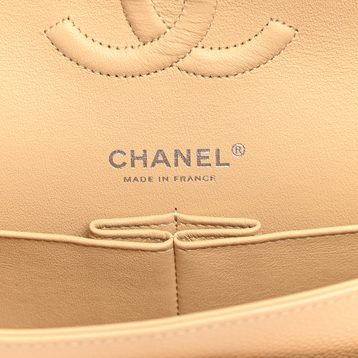 Caviar Quilted Medium Double Flap Beige At My store