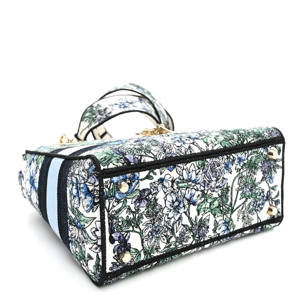 Canvas Embroidered Chardons Toile De Jouy Medium Lady D-Lite Blue Multicolor AT My store