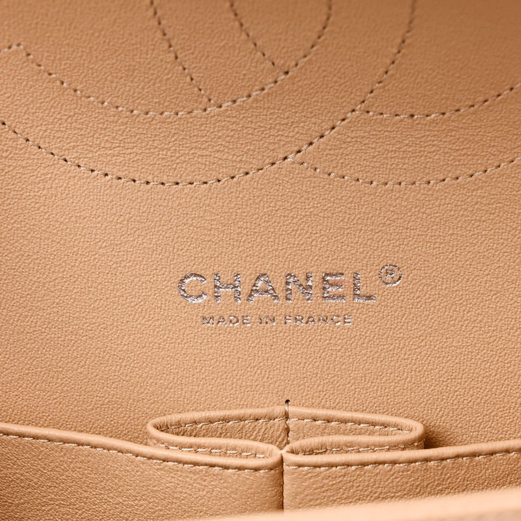 Caviar Quilted Jumbo Double Flap Beige At My store