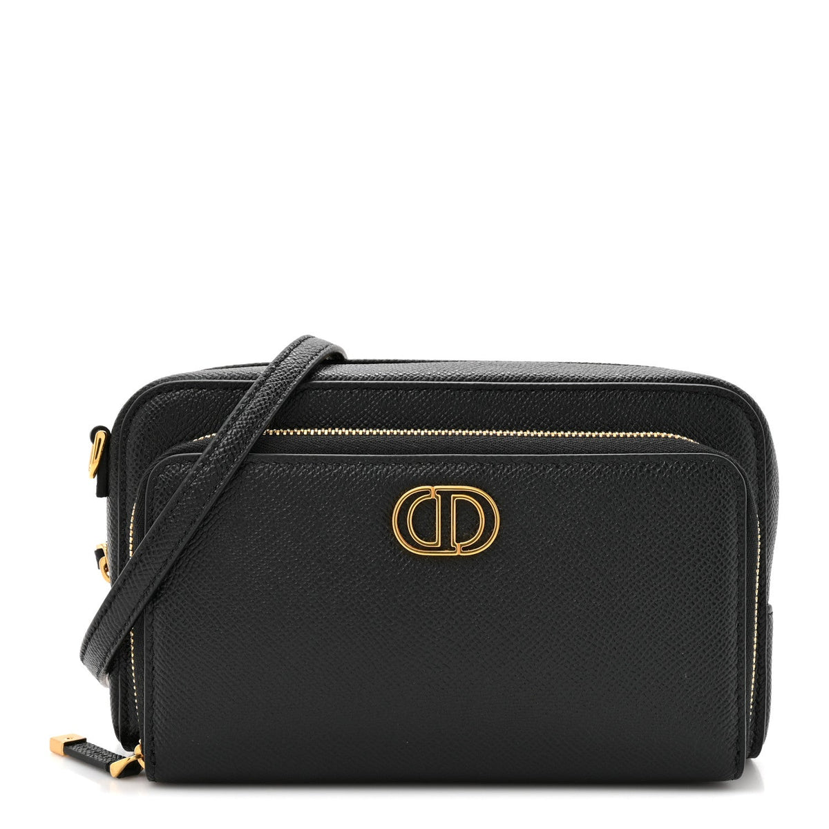 Grained Calfskin Caro Double Pouch Black AT My store
