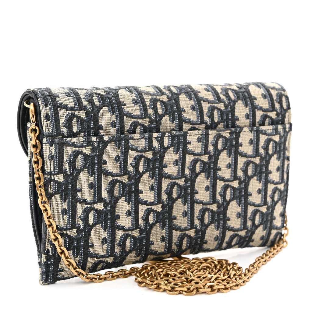 Oblique Saddle Chain Long Wallet Blue AT My store