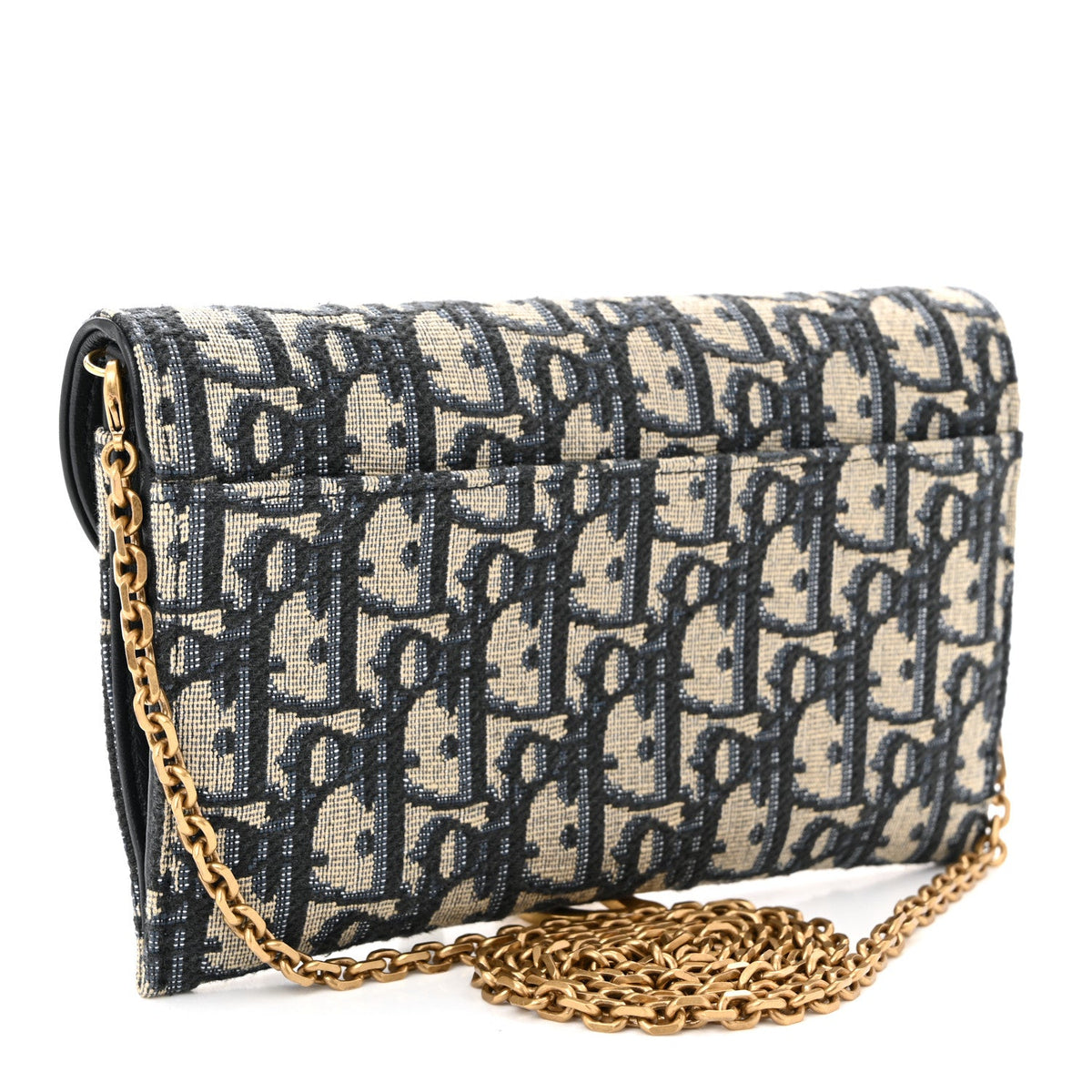 Oblique Saddle Chain Long Wallet Blue AT My store