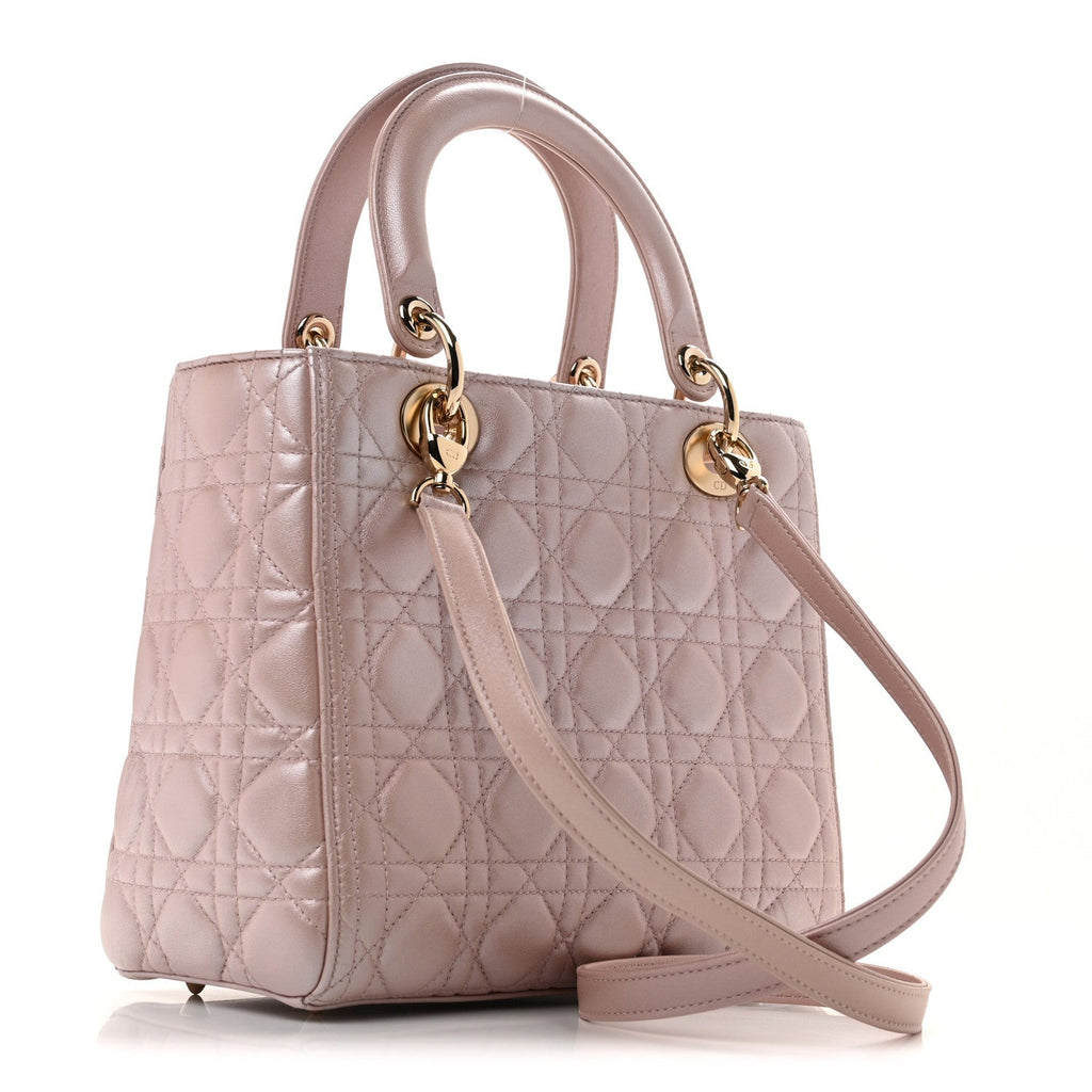 Pearly Lambskin Cannage Medium Lady Dior Lotus AT My store