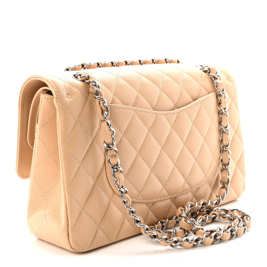 Caviar Quilted Medium Double Flap Beige At My store