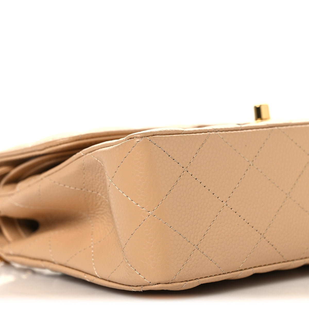 Caviar Quilted Small Double Flap Beige At My store