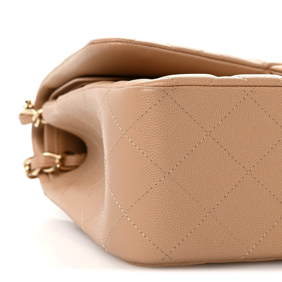 Caviar Quilted Jumbo Double Flap Beige Clair At My store