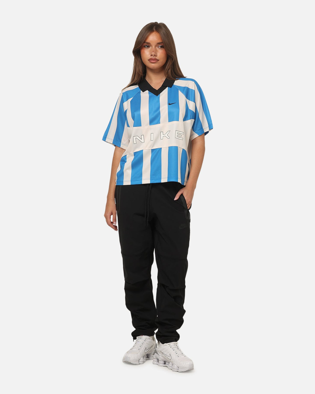 Top Seller Nike Women's Sportswear Street Oversized Striped Jersey Blue/White