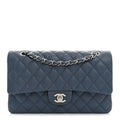 Caviar Quilted Medium Double Flap Blue At My store
