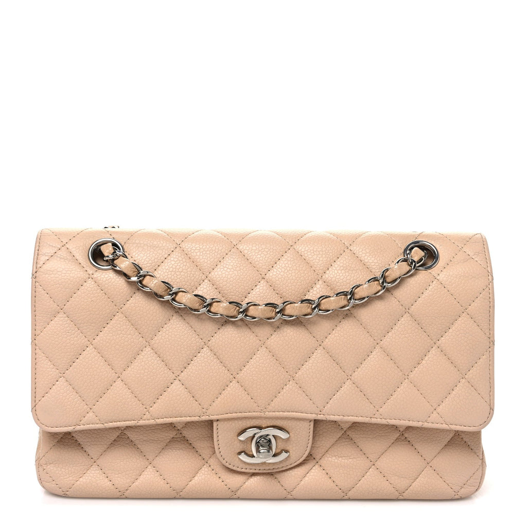 Caviar Quilted Medium Double Flap Beige At My store