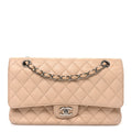 Caviar Quilted Medium Double Flap Beige At My store