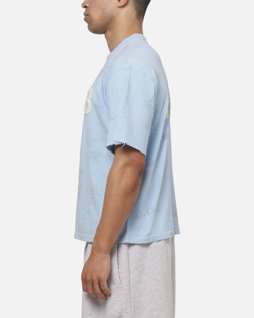 Best-Selling Adidas Vintage All Over Print T-Shirt Light Blue