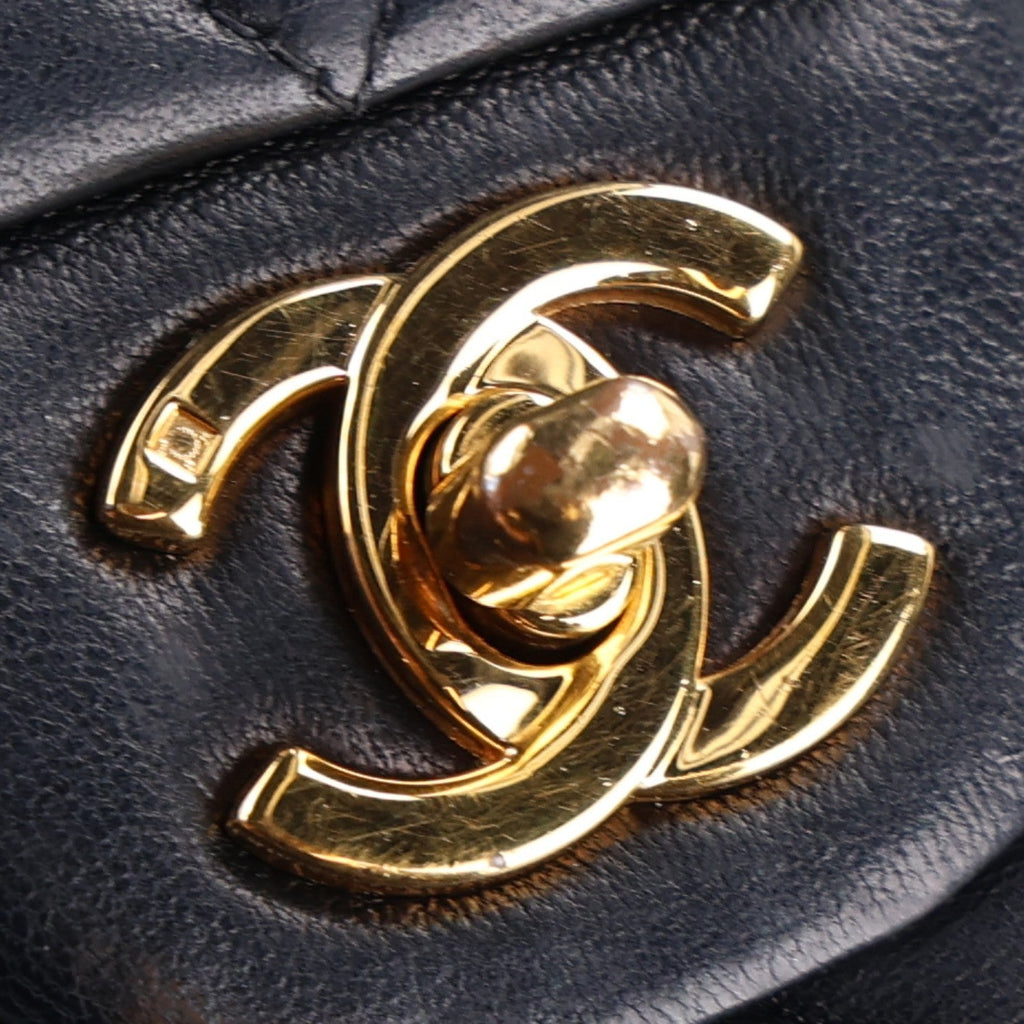 Lambskin Quilted Medium Double Flap Black At My store