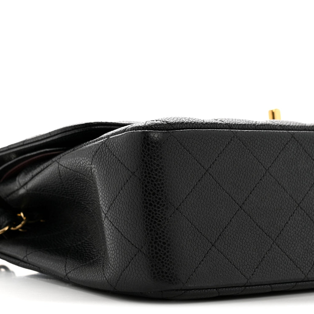Caviar Quilted Jumbo Double Flap Black At My store