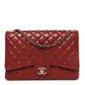 Caviar Quilted Maxi Double Flap Dark Red At My store