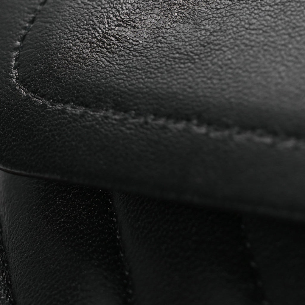 Lambskin Chevron Quilted Medium Double Flap Black At My store