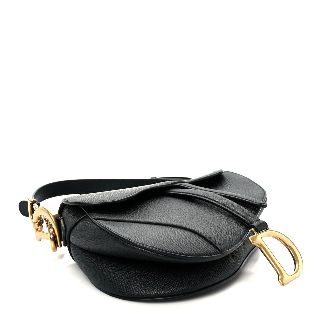 Grained Calfskin Saddle Bag With Strap Black AT My store