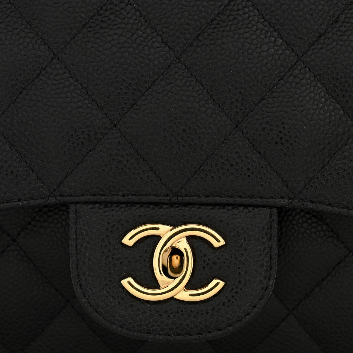 Caviar Quilted Jumbo Double Flap Black At My store