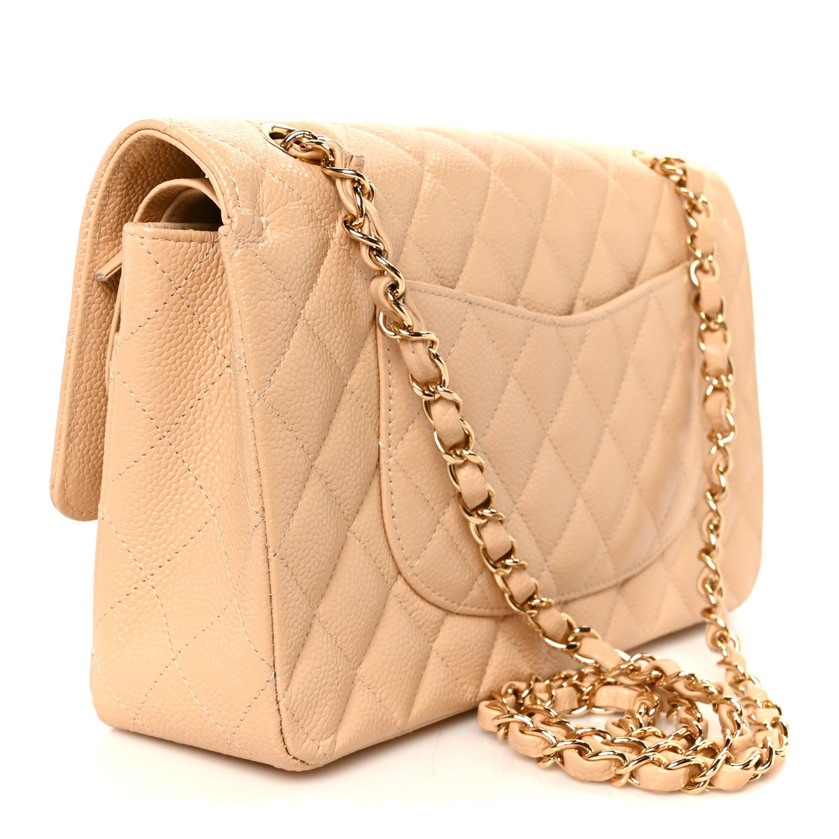Caviar Quilted Medium Double Flap Beige At My store