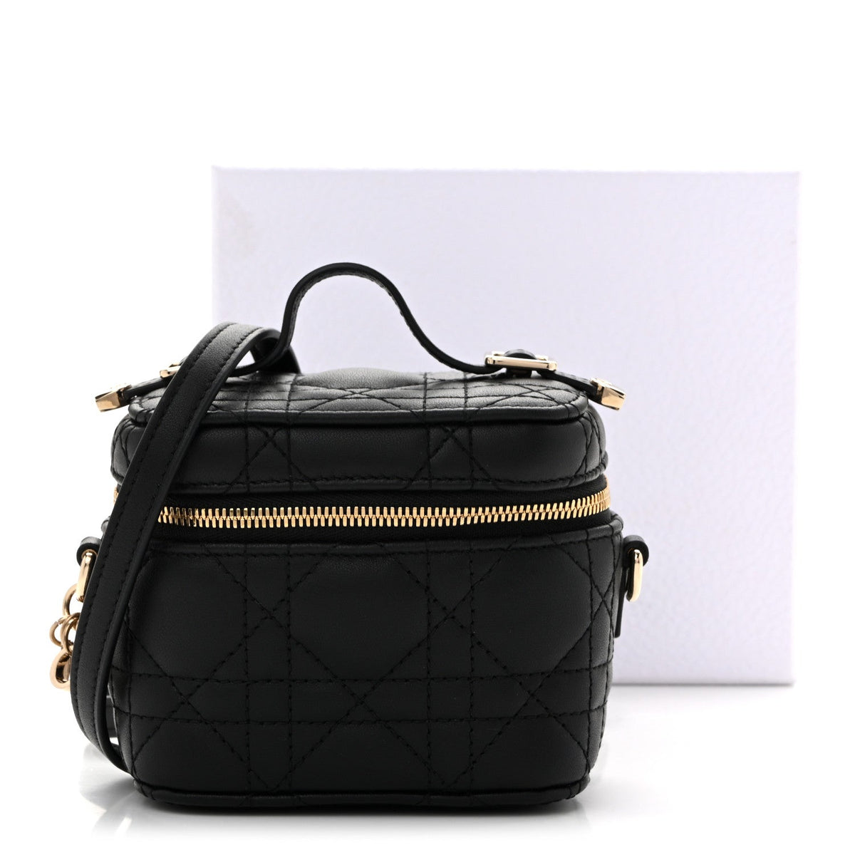 Lambskin Cannage Micro Lady Dior Vanity Case Black AT My store