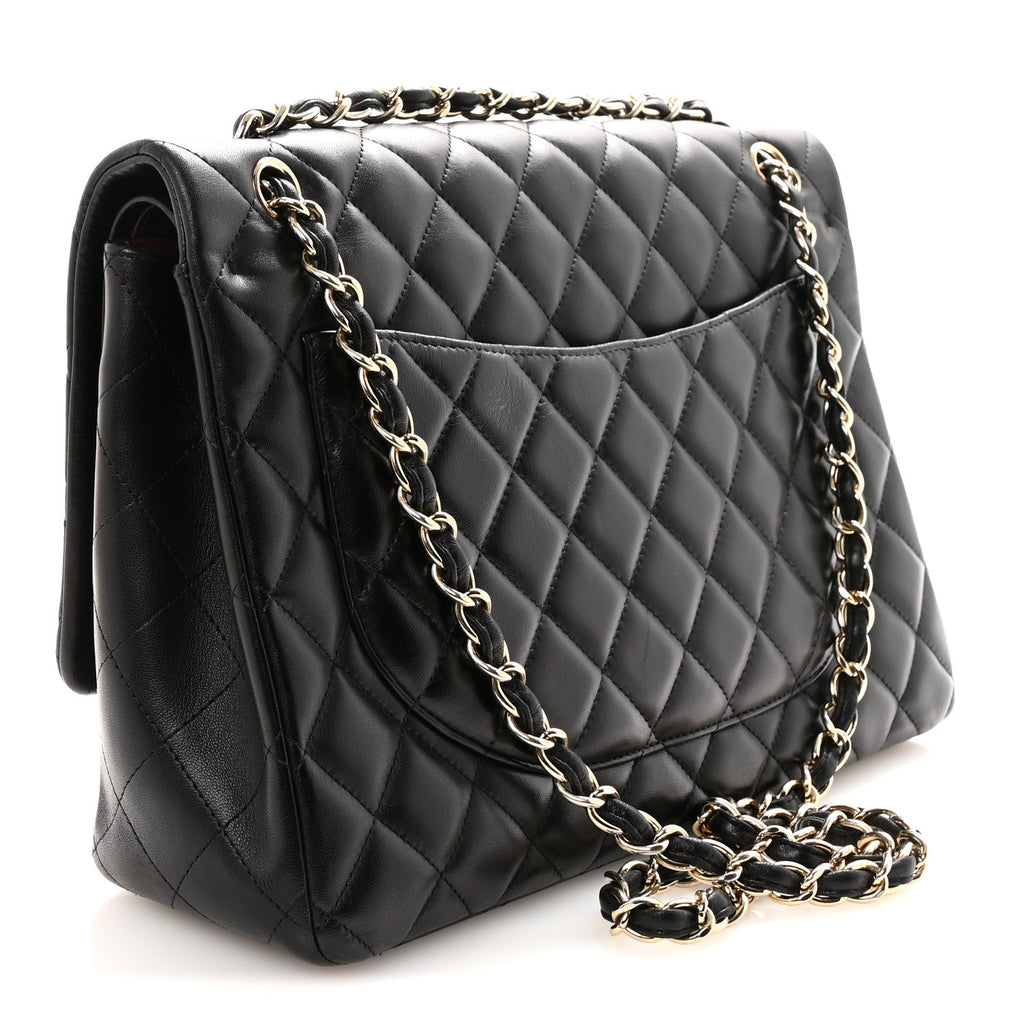 Lambskin Quilted Maxi Double Flap Black At My store