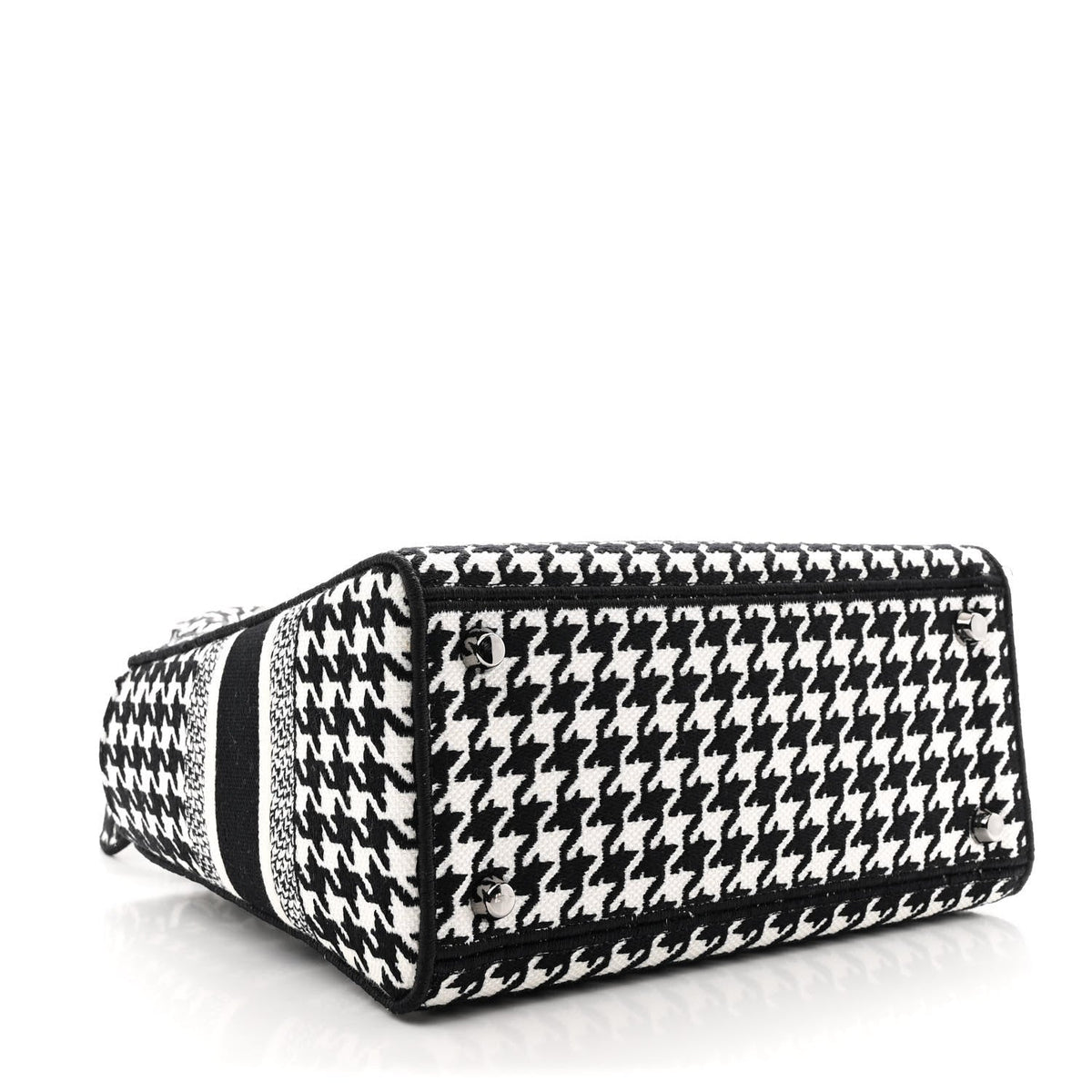 Canvas Houndstooth Embroidered Medium Lady D-Lite Black White AT My store
