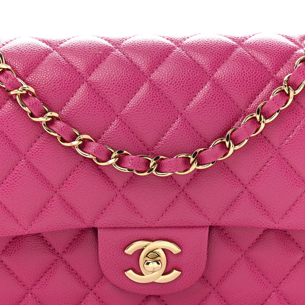 Caviar Quilted Medium Double Flap Purple At My store