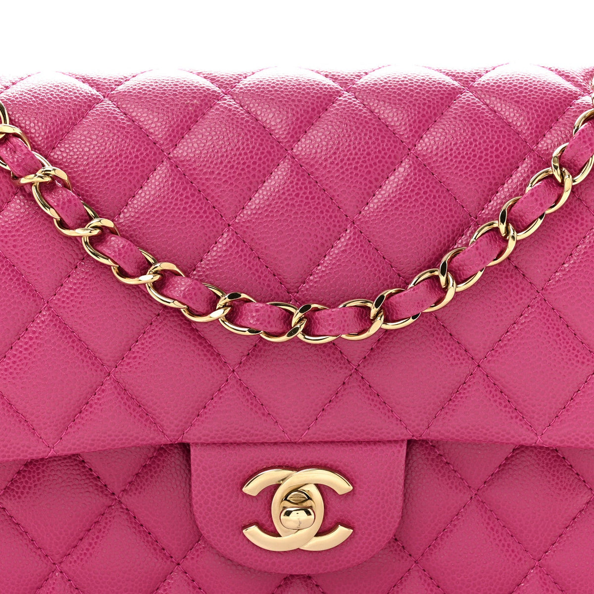 Caviar Quilted Medium Double Flap Purple At My store