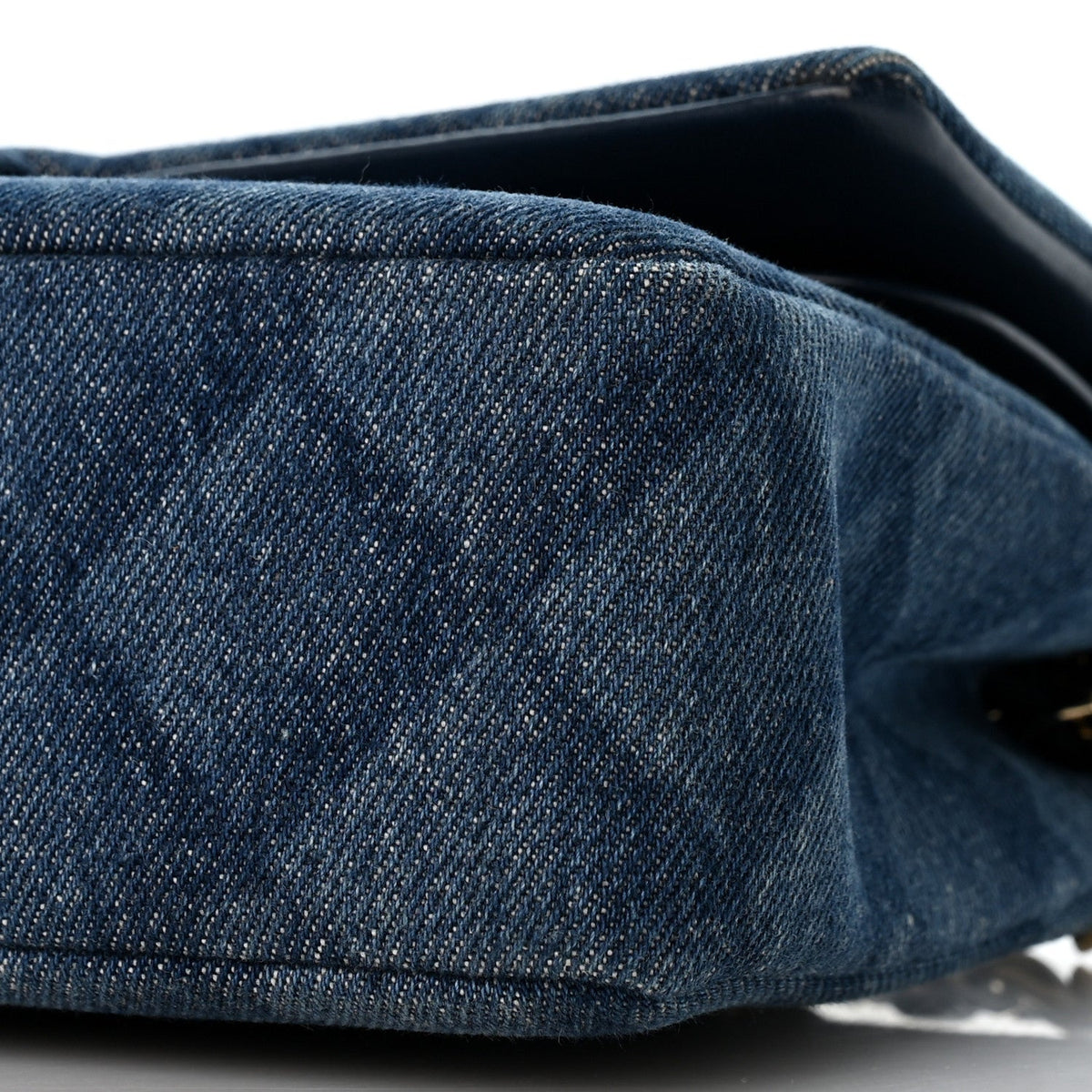 Printed Denim Quilted Medium Double Flap Light Blue At My store
