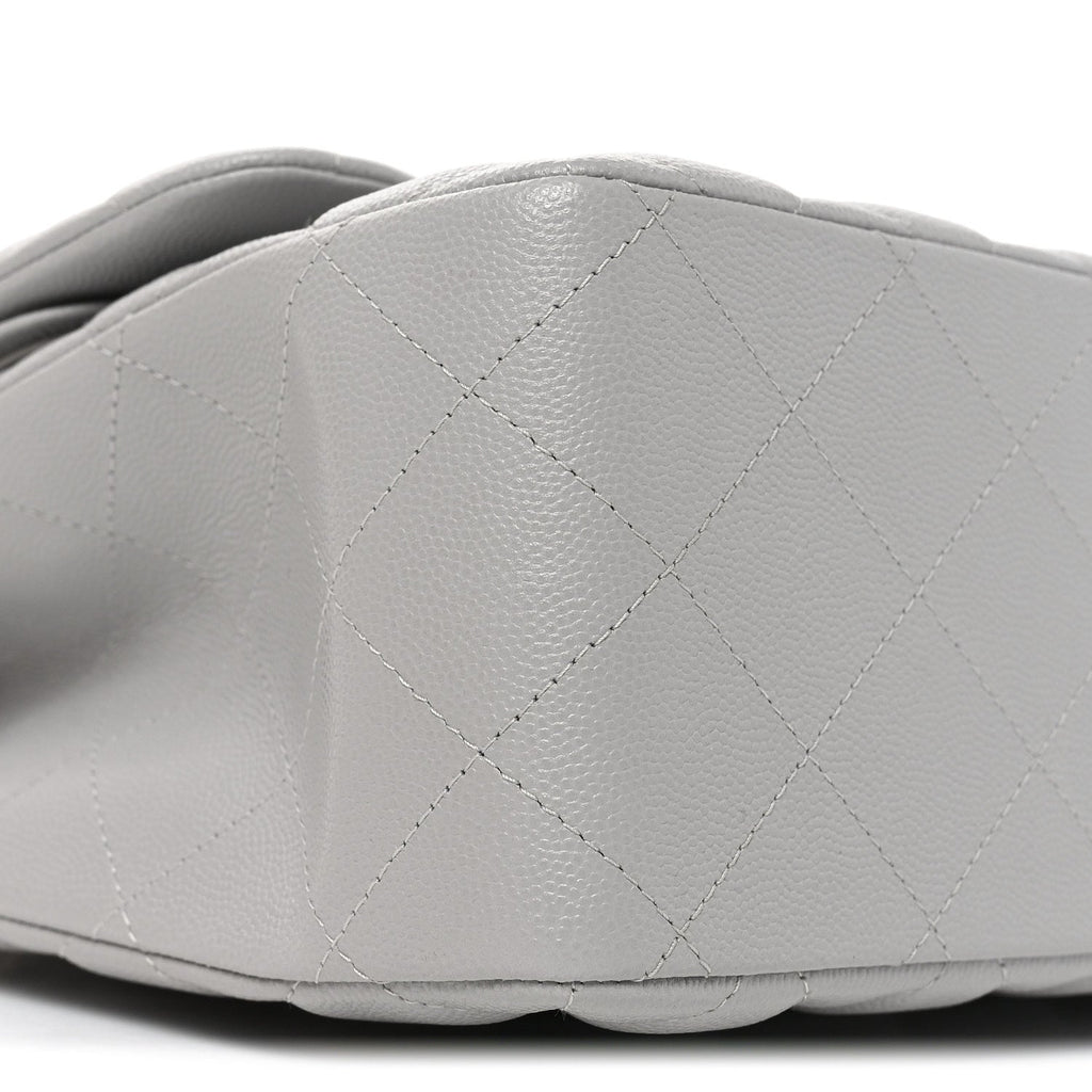 Caviar Quilted Jumbo Double Flap Grey At My store