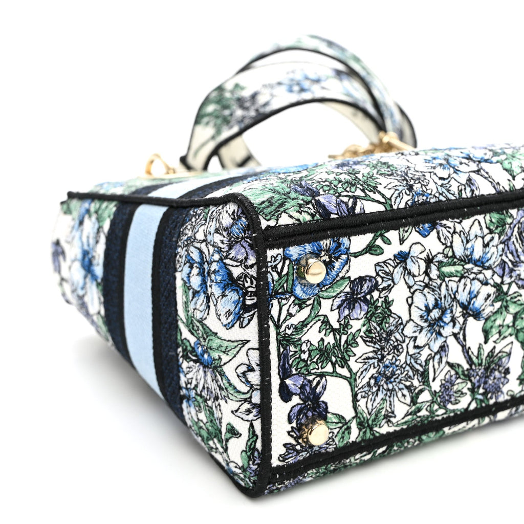 Canvas Embroidered Chardons Toile De Jouy Medium Lady D-Lite Blue Multicolor AT My store