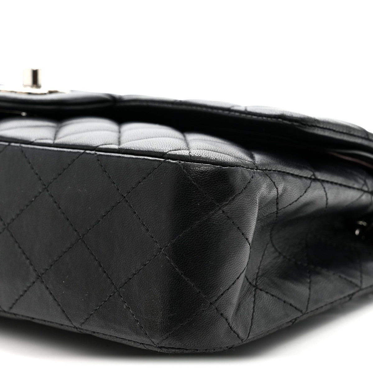 Lambskin Quilted Medium Double Flap Black At My store