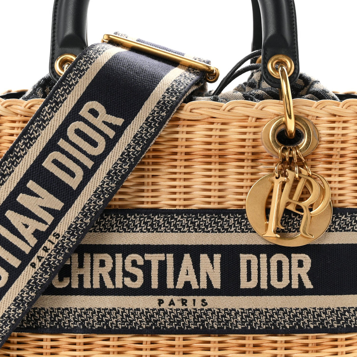 Wicker Oblique Medium Lady Dior Bag Blue AT My store