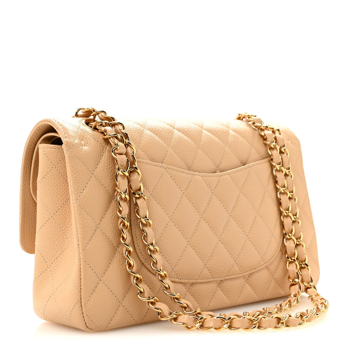 Caviar Quilted Medium Double Flap Beige At My store
