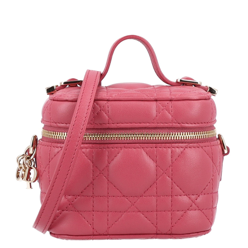 Lambskin Cannage Micro Vanity Case Strawberry Pink AT My store