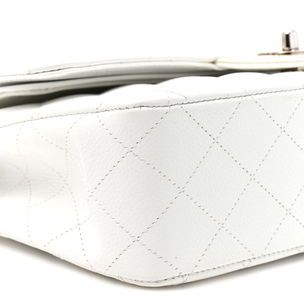 Caviar Quilted Medium Double Flap White At My store