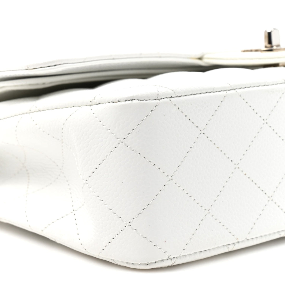 Caviar Quilted Medium Double Flap White At My store