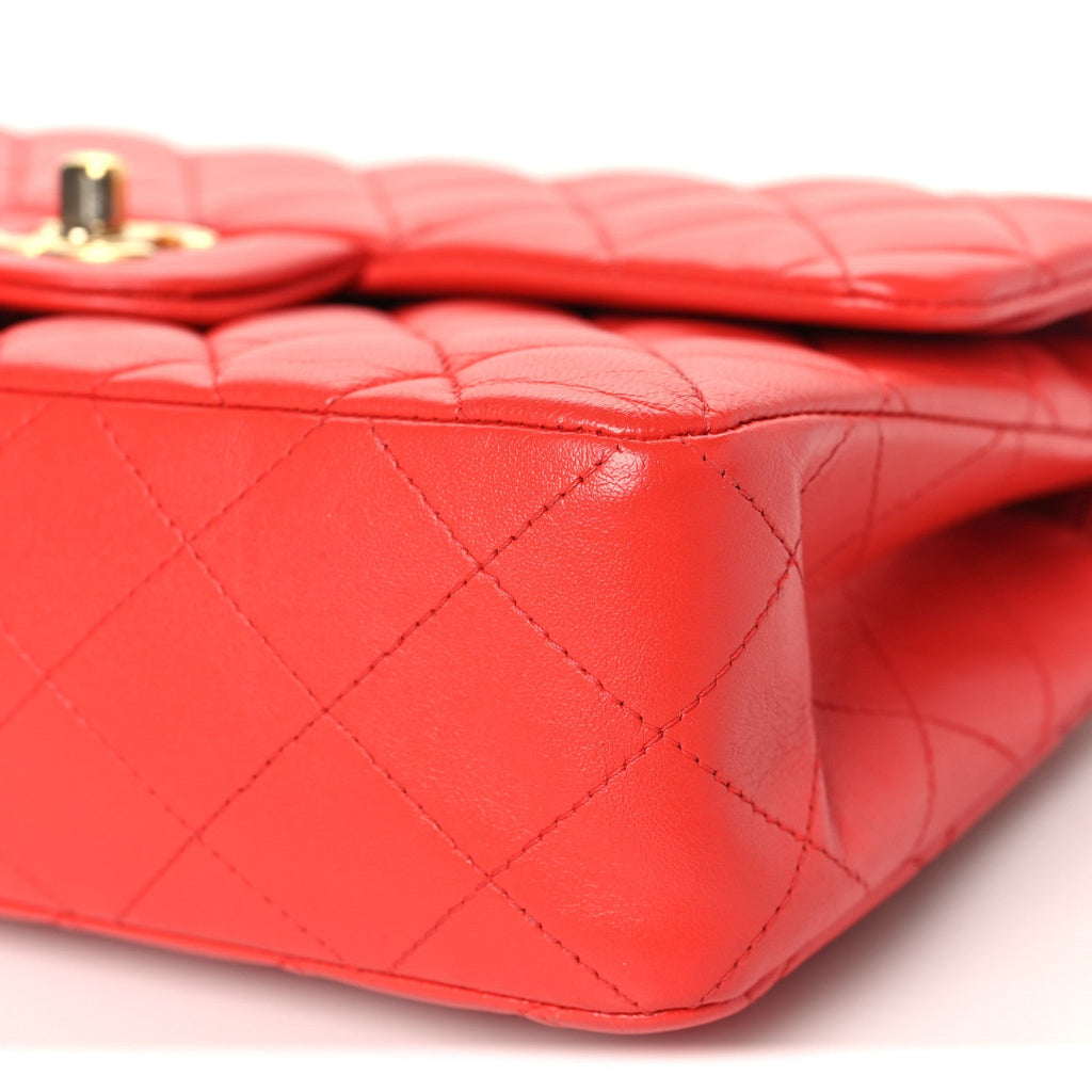 Lambskin Quilted Small Double Flap Red At My store