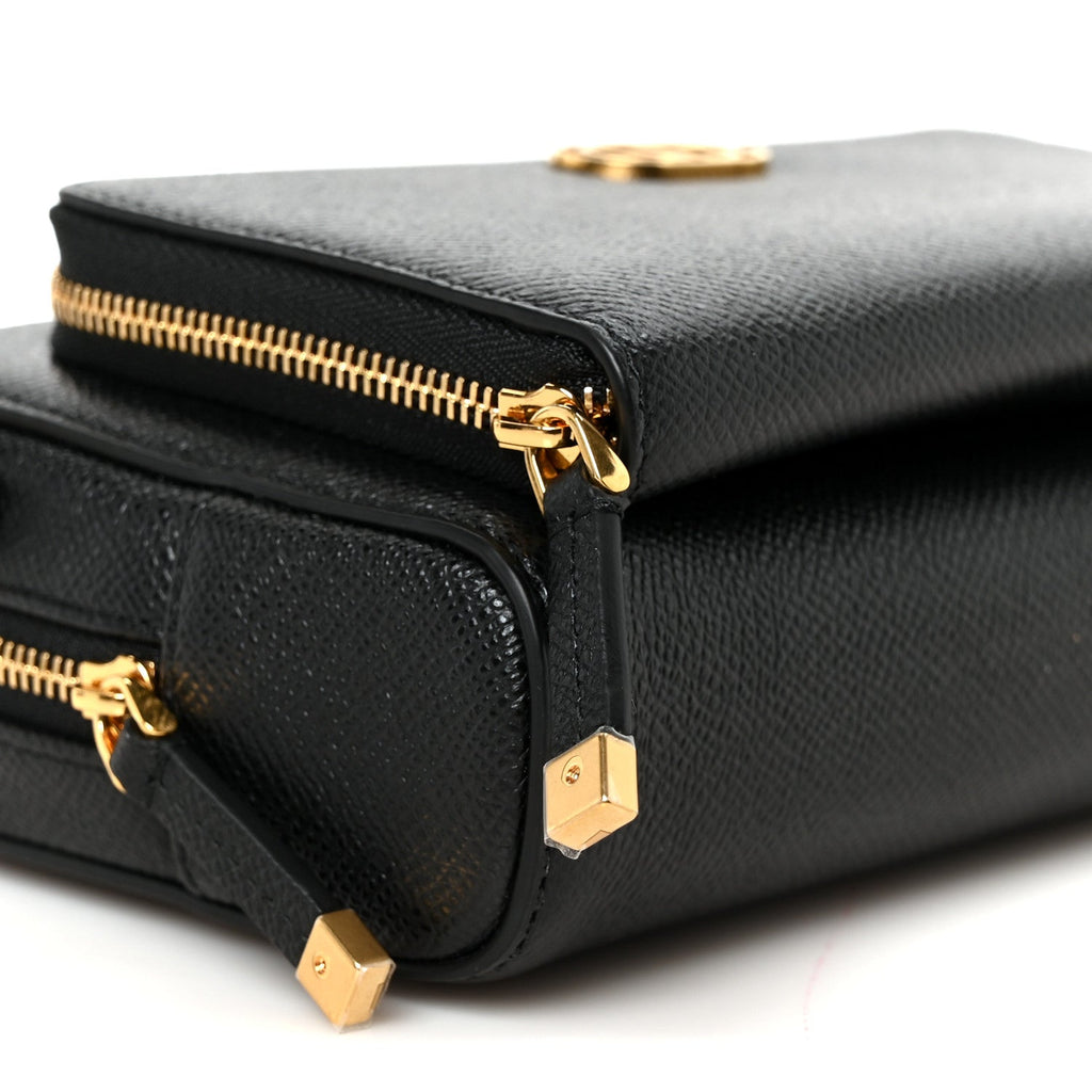 Grained Calfskin Caro Double Pouch Black AT My store