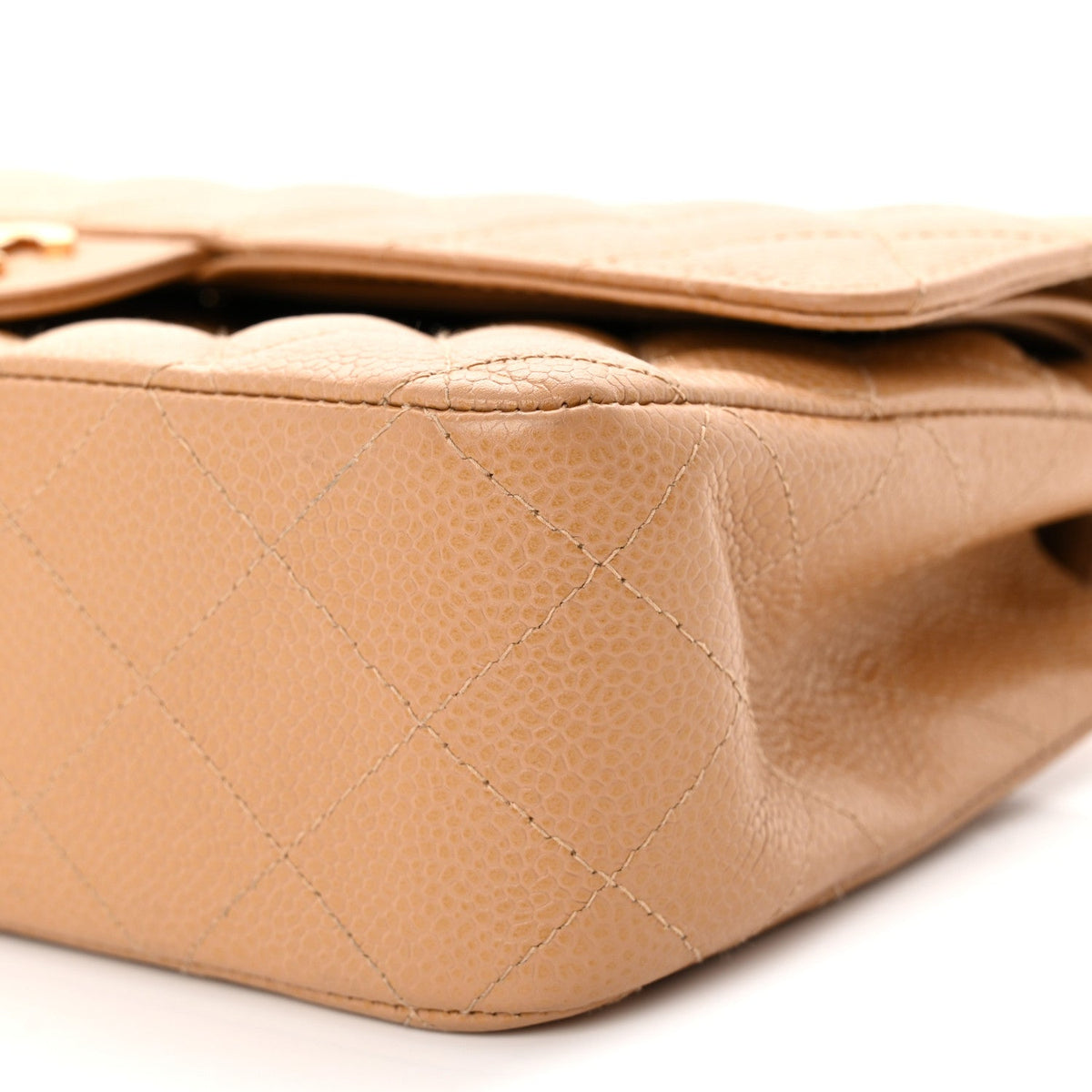 Caviar Quilted Medium Double Flap Beige At My store