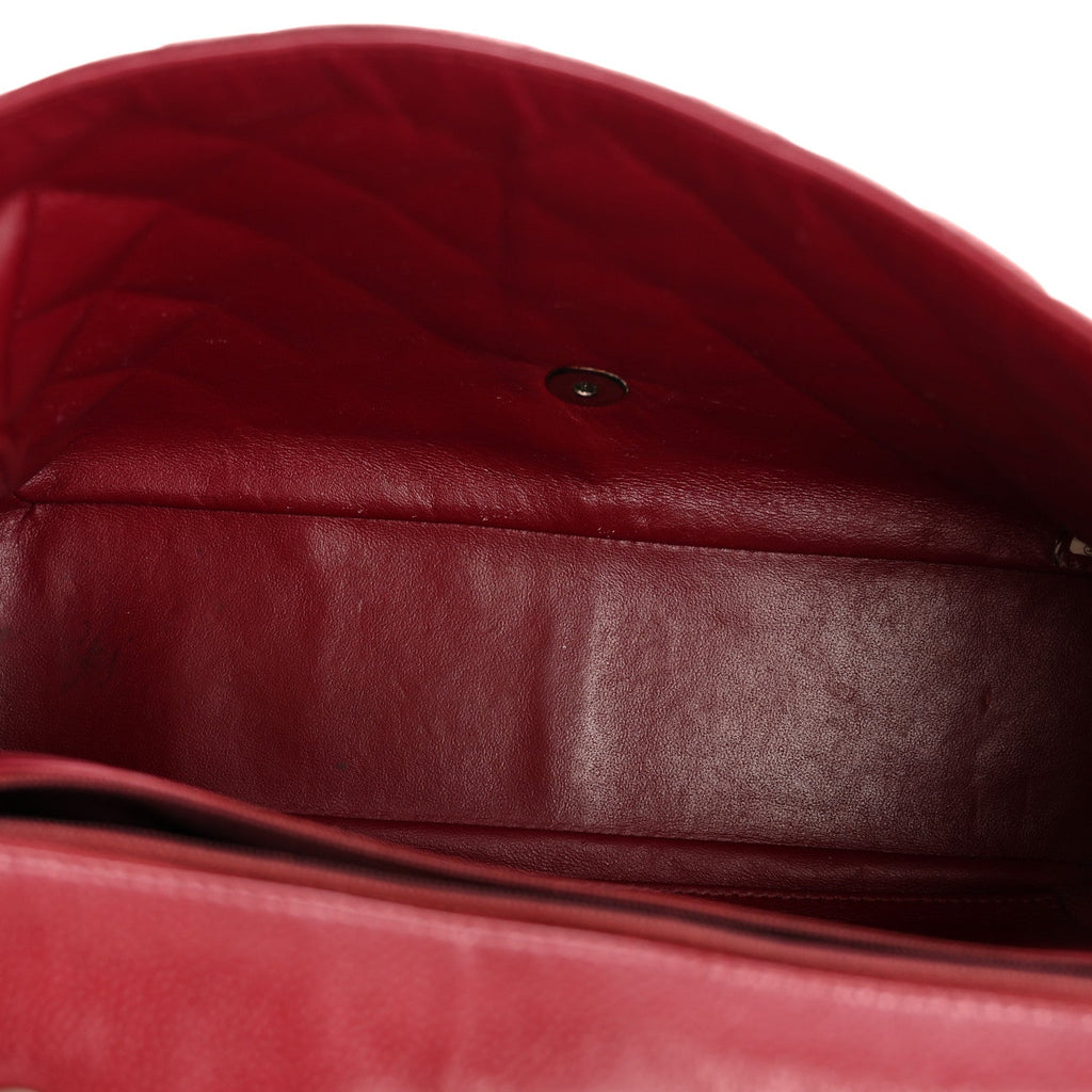 Caviar Quilted Jumbo Double Flap Dark Red At My store