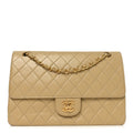 Lambskin Quilted Medium Double Flap Beige At My store