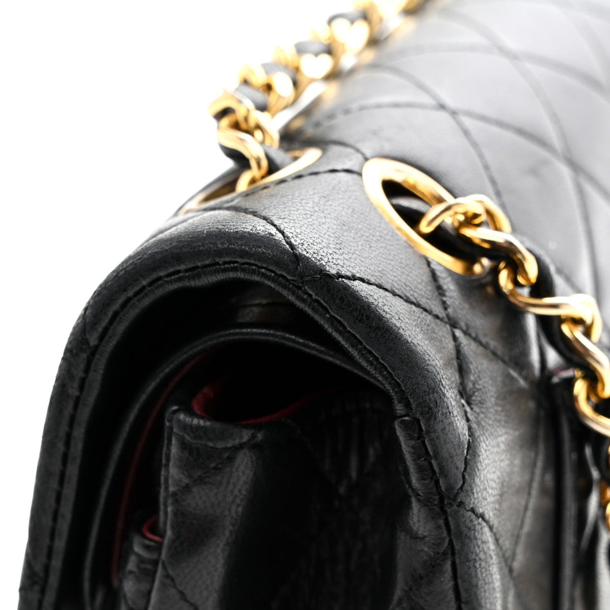 Lambskin Quilted Small Double Flap Black At My store