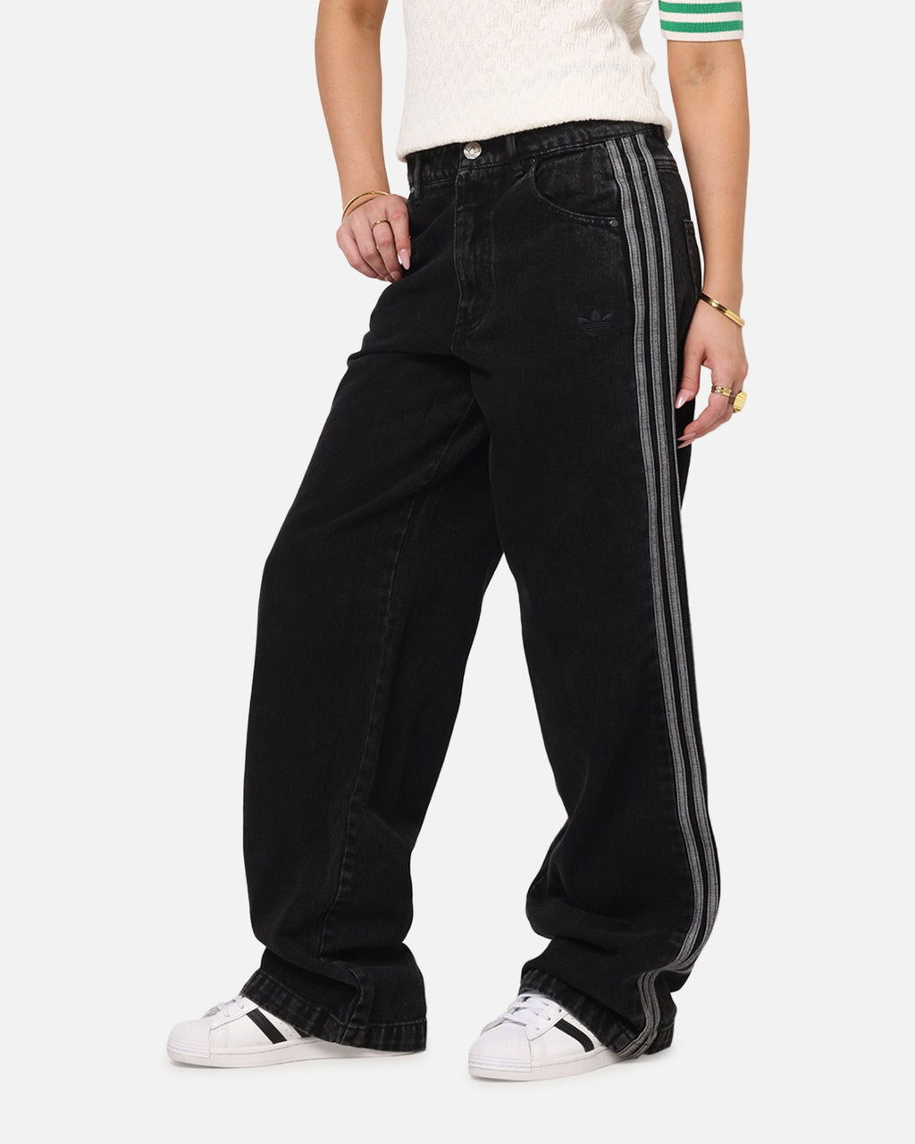 Best-Selling Adidas Women's Denim 3-Stripes Track Pants True Black Denim