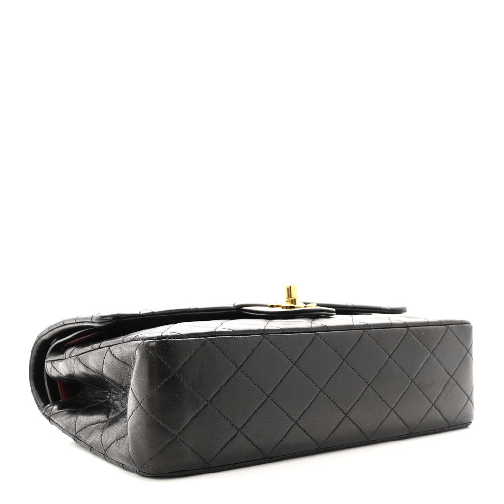 Lambskin Quilted Medium Double Flap Black At My store