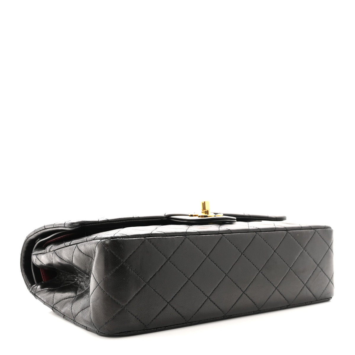 Lambskin Quilted Medium Double Flap Black At My store