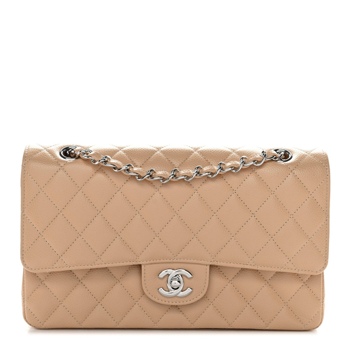 Caviar Quilted Medium Double Flap Beige At My store
